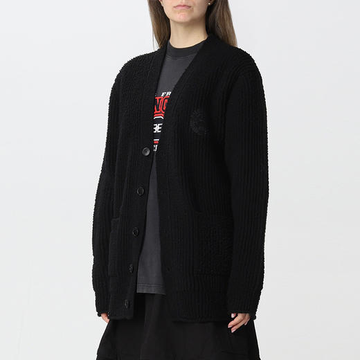 BALENCIAGA 巴黎世家 女士羊毛长袖针织开衫 黑色 696182 T1645 0100 商品图2