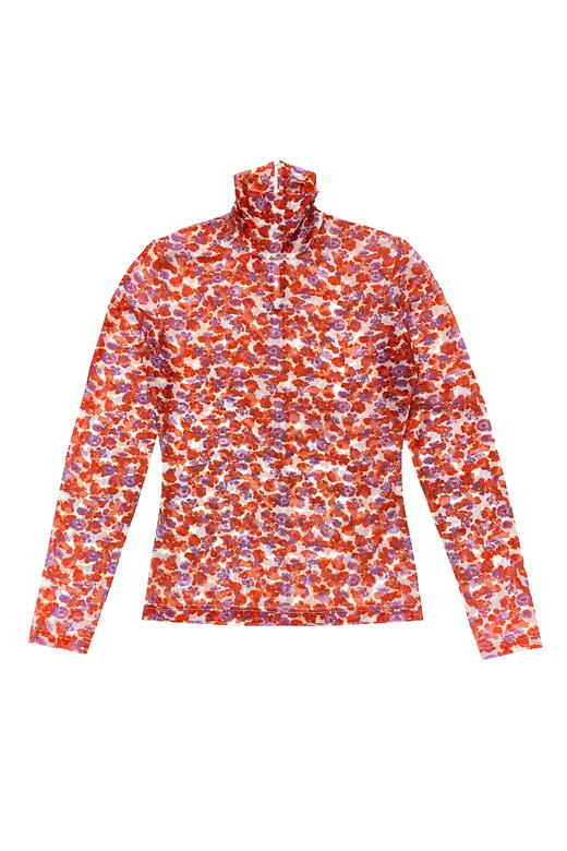 花色针织打底衣/红色 碎花【2022秋冬新品 定制款】--中国设计师品牌QIUSHU TING 商品图0