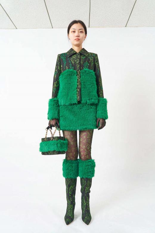 花色针织打底裤/黑底绿色碎花【2022秋冬新品 独家制定】--中国设计师品牌QIUSHU TING 商品图1