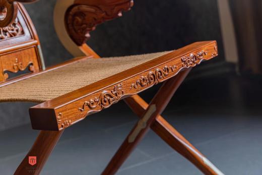 红桥红  家具严选  缅甸花梨（大果紫檀）【绳面 王款 麒麟纹交椅】 商品图4
