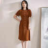 剩S 褶纹排扣2025夏季新款中长裙泡泡袖裙摆连衣裙 商品缩略图2