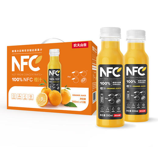 【农夫山泉】 NFC果汁饮料 100%NFC橙汁300ml*10瓶 商品图1