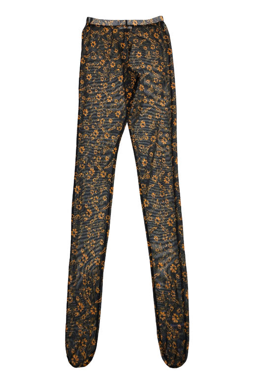 花色针织打底裤/黑底黄色碎花【2022秋冬新品 定制款】--中国设计师品牌QIUSHU TING 商品图0