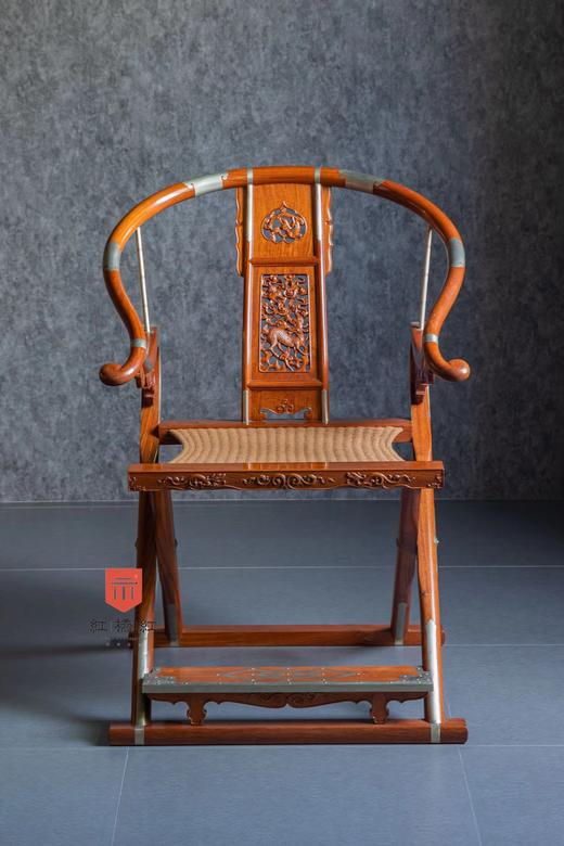 红桥红  家具严选  缅甸花梨（大果紫檀）【绳面 王款 麒麟纹交椅】 商品图0