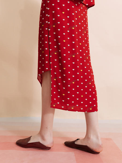 复古桃心迷笛半身裙  桃心红 商品图1