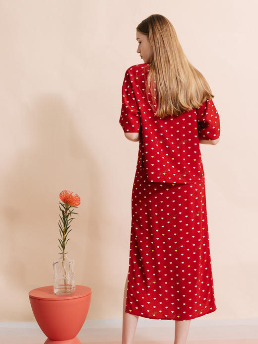 复古桃心迷笛半身裙  桃心红 商品图2