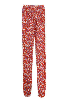 花色针织打底裤/红色碎花【2022秋冬新品 定制款】--中国设计师品牌QIUSHU TING