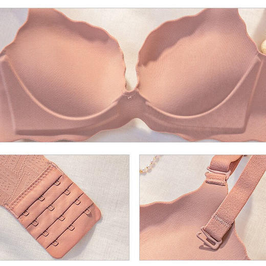 【新款5色单件文胸 第二件0元任选！】时髦简约一片式内衣女小胸平胸显大性感调整型收副乳无痕无钢圈文胸罩 商品图4