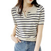 【拉满夏日时尚感】复古条纹polo领短袖冰丝针织衫  显瘦版型 清凉透气冰丝  时髦复古 宽松设计感小众针织   商品缩略图4