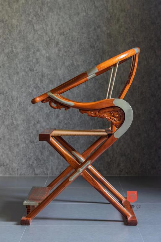 红桥红  家具严选  缅甸花梨（大果紫檀）【绳面 王款 麒麟纹交椅】 商品图7