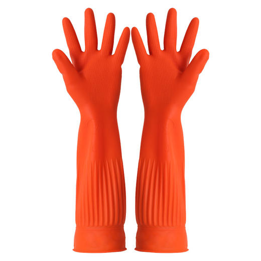 【2双装】乳胶手套加厚橡胶防水加长耐用型厨房清洁家务洗碗洗衣服胶皮手套-S仓 商品图3