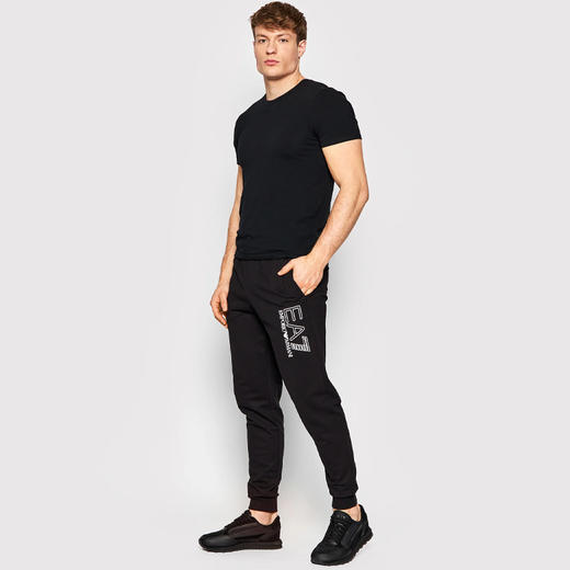 EMPORIO ARMANI EA7 阿玛尼 男士棉质字母标志logo印花休闲运动裤 黑色 3LPP53 PJ05Z 1200 商品图3