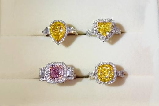 一克拉大台面心型豪华镶嵌黄钻戒指 商品图6