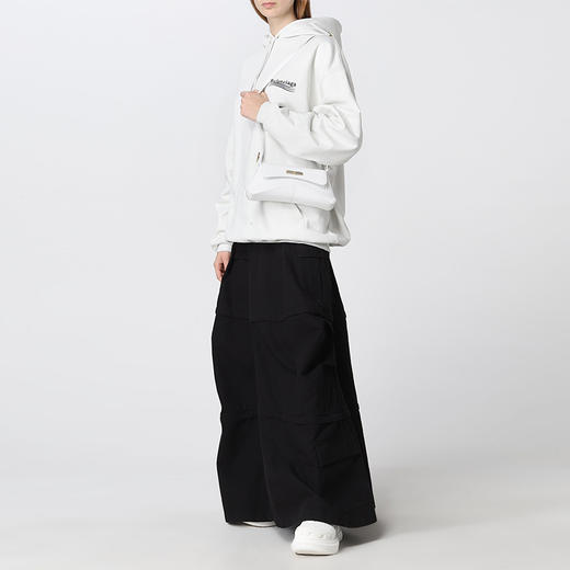 BALENCIAGA 巴黎世家 女士小号闪亮超柔软鳄鱼压纹小牛皮翻盖包斜挎单肩包 白色 695645 2108Y 9001 商品图3