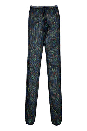 花色针织打底裤/黑底多色碎花【2022秋冬新品 定制款】--中国设计师品牌QIUSHU TING