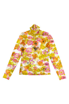 花色针织打底衣/黄色【2022秋冬新品 定制款】--中国设计师品牌QIUSHU TING