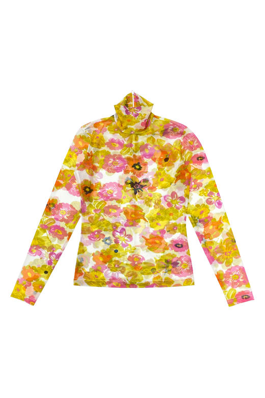 花色针织打底衣/黄色【2022秋冬新品 定制款】--中国设计师品牌QIUSHU TING 商品图0