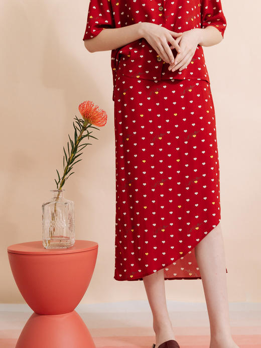 复古桃心迷笛半身裙  桃心红 商品图4