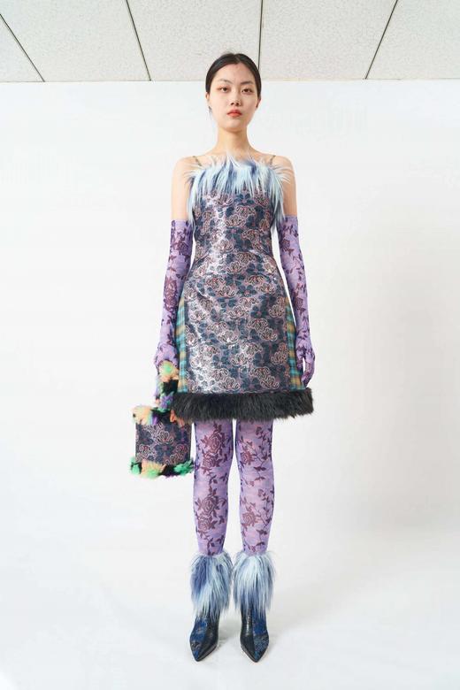 花色针织打底裤/紫色【2022秋冬新品 定制款】--中国设计师品牌QIUSHU TING 商品图1