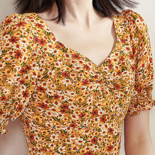 剩M/L 清新碎花2025夏季新款潮流A字裙泡泡袖连衣裙 商品图4