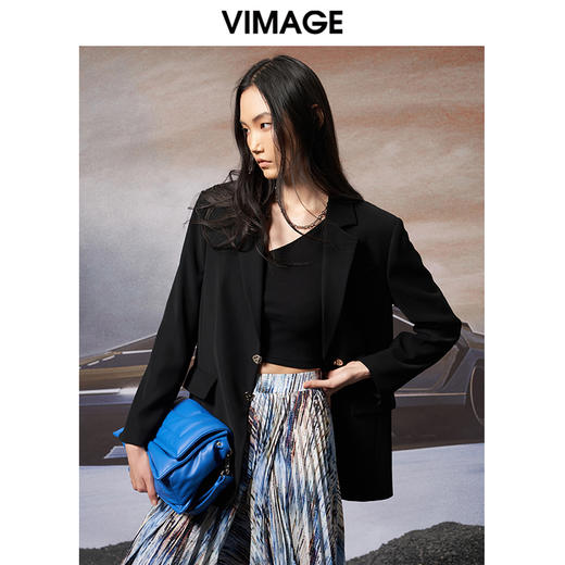 VIMAGE纬漫纪秋季新款气质帅气职业百搭收腰显瘦西装外套V1803410 商品图2