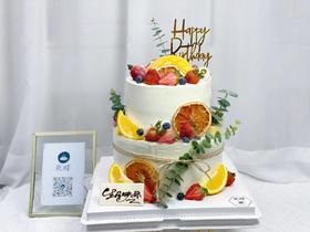 围边森系水果&尤加利叶双层蛋糕