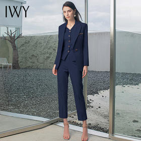 IWY/藏青色西装三件套西装西裤马甲都市时尚商务职业套装 CPM1486-ZL