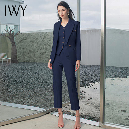IWY/藏青色西装三件套西装西裤马甲都市时尚商务职业套装 CPM1486-ZL 商品图0