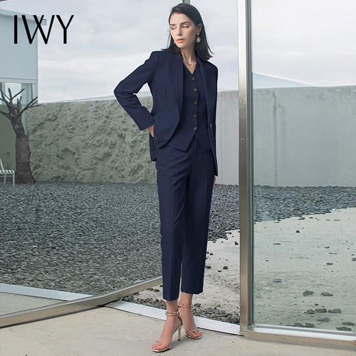 IWY/藏青色西装三件套西装西裤马甲都市时尚商务职业套装 CPM1486-ZL 商品图1
