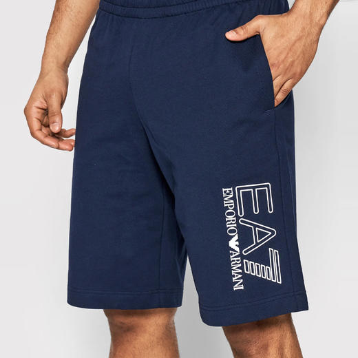 EMPORIO ARMANI EA7 阿玛尼 男士棉质字母标志logo印花休闲短裤 藏蓝色 3LPS73 PJ05Z 1554 商品图1