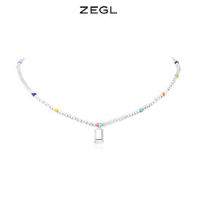 ZEGL小彩串碎银几两女项链女碎银子彩色串珠夏日多巴胺穿搭锁骨链