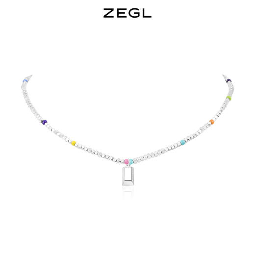 ZEGL小彩串碎银几两女项链女碎银子彩色串珠夏日多巴胺穿搭锁骨链 商品图0
