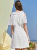 OLrain法式高级穿搭短袖连衣裙女夏季2022露肩显瘦娃娃领裙子 商品缩略图1
