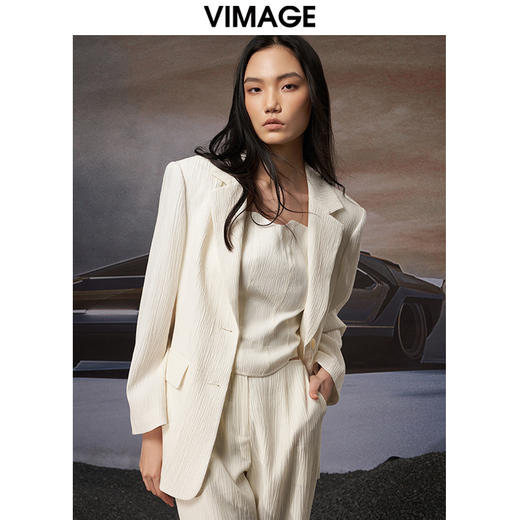 VIMAGE纬漫纪秋季新款女装时尚通勤百搭显瘦干练西装外套女V1803401 商品图3