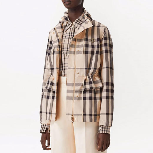 BURBERRY 巴宝莉 女士标志贴片 Vintage 格纹尼龙高领外套 8052605 B2148 商品图1