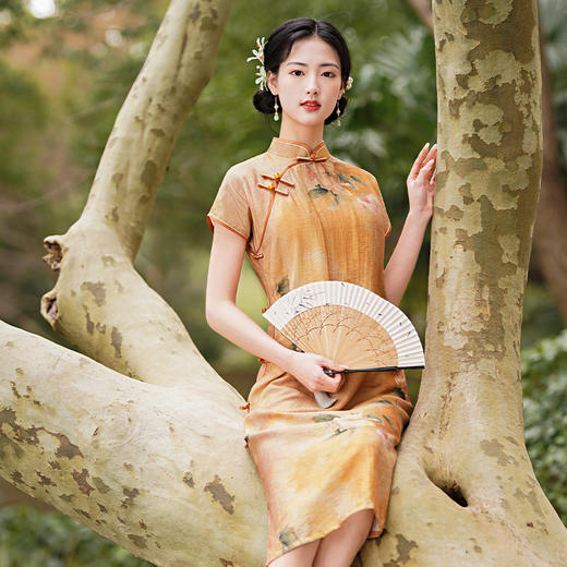 复古民国风，连肩袖日常新款天丝麻旗袍TX-853 商品图3