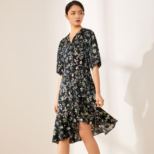 玳莎女真丝印花茶歇裙连衣裙 BA35202 商品图3