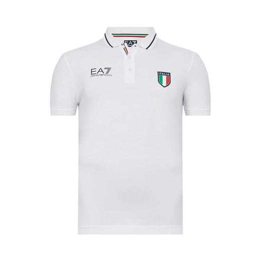 EMPORIO ARMANI EA7 阿玛尼 男士棉质字母标志logo印花短袖 POLO衫 白色 8NPFC0 PCA2Z 1100 商品图0