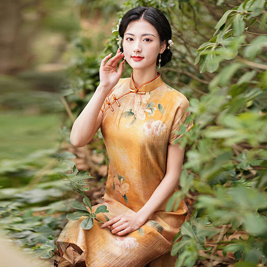 复古民国风，连肩袖日常新款天丝麻旗袍TX-853 商品图2