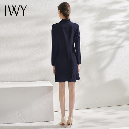 IWY/藏青色职业西装连衣裙时尚办公室职场工作服主持人名媛气质修身 Q10359 商品图3