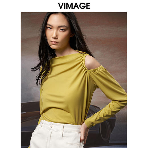 VIMAGE纬漫纪秋季新款设计感小众显瘦套头小上衣女V1813405 商品图2