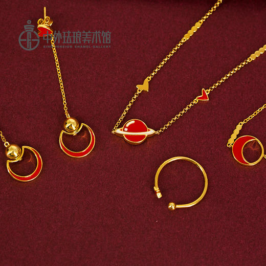 中外珐琅美术馆 珐琅装饰系列 《孔雀》脱胎掐丝珐琅&繁花银胎掐丝珐琅手镯&精心描绘星球系列配饰 商品图2