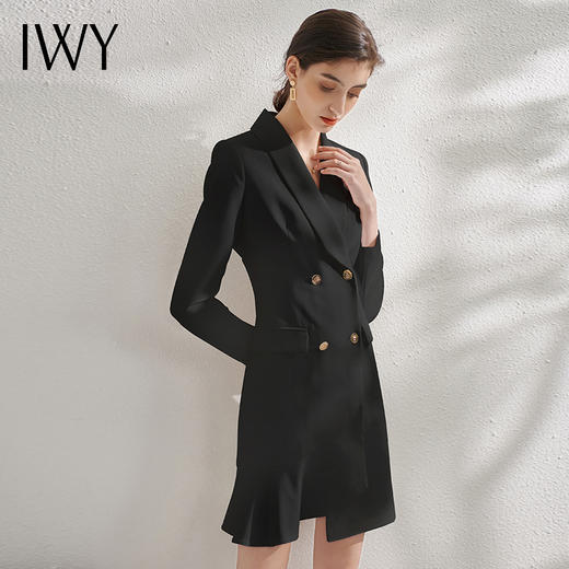IWY/黑色职业西装连衣裙时尚办公室职场工作服主持人名媛气质修身 Q10359 商品图2