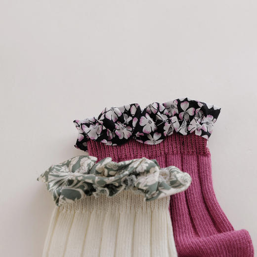 【马克珍妮 芦芙系列】新款 女童优雅花边长袜2双装221815 商品图3