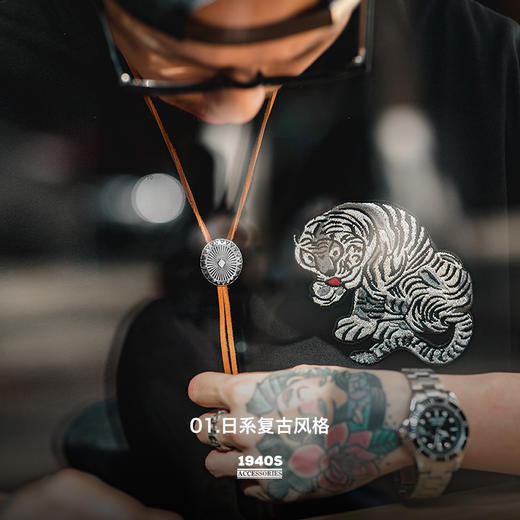 工装优选 日系复古波洛领带印第安白铜吊坠项链配饰品领结绳装饰男 商品图2