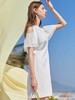 OLrain法式高级穿搭短袖连衣裙女夏季2022露肩显瘦娃娃领裙子 商品缩略图0