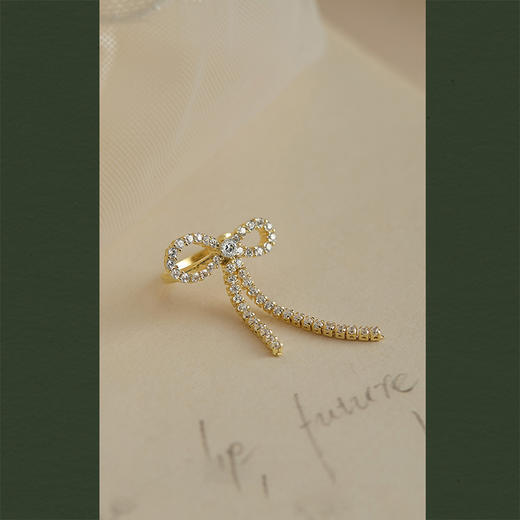 Oflye潮流饰品 蝴蝶结锆石耳骨夹设计感甜美无痛耳夹适合无耳洞耳环 商品图3