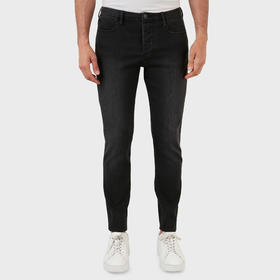 EMPORIO ARMANI 阿玛尼 男士棉质金属徽标休闲牛仔裤 灰色 8N1J11 1DHDZ 0006