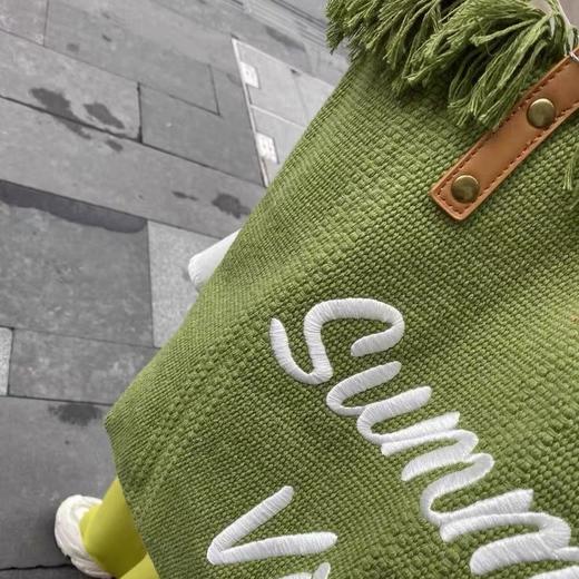 橄榄绿!日韩设计感流苏字母小众刺绣帆布包单肩腋下斜挎包大容量 商品图6