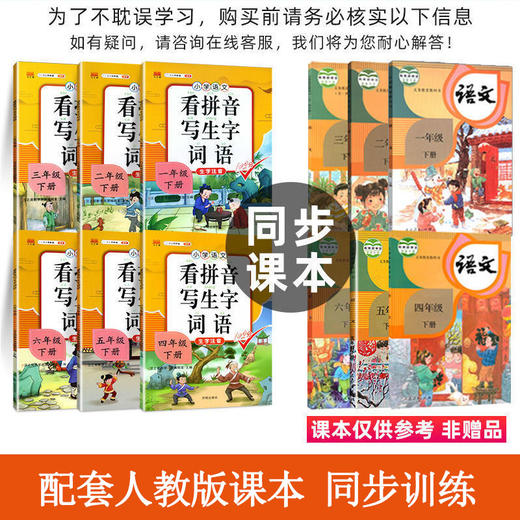 上册看拼音写词语一年级二年级三年级四年级五年级六年级小学语文人教版部编版生字注音同步看拼音写生字词语看字写拼音写汉字 商品图1